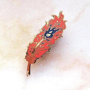 Phoenix Feather Pin‎ - Gold Plated Fantasy & Mythical Jewelry & Brooch